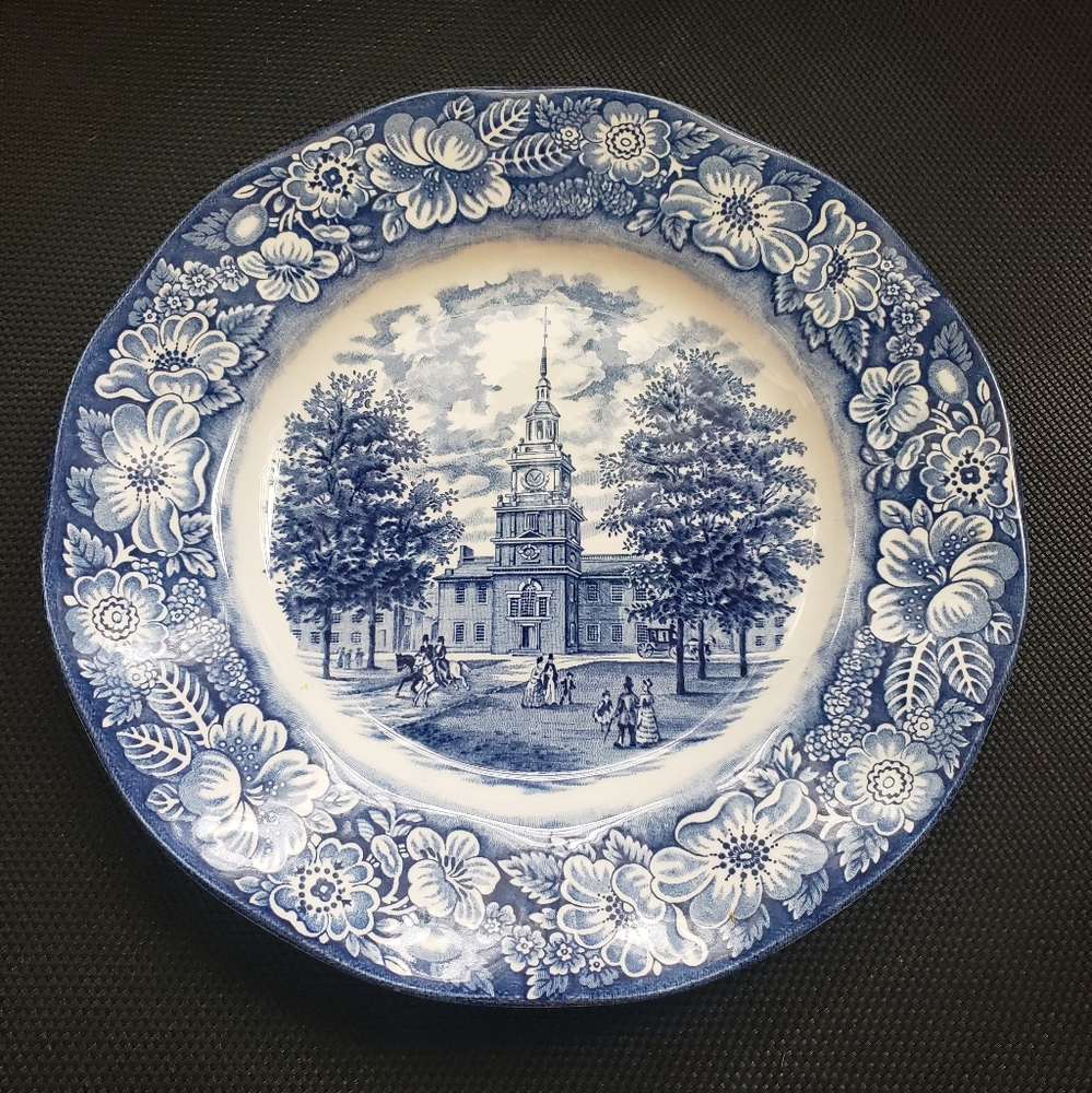 Liberty Blue 3pc Place Setting Staffordshire Ironstone Colonial Scenes Set - Picture 4 of 5